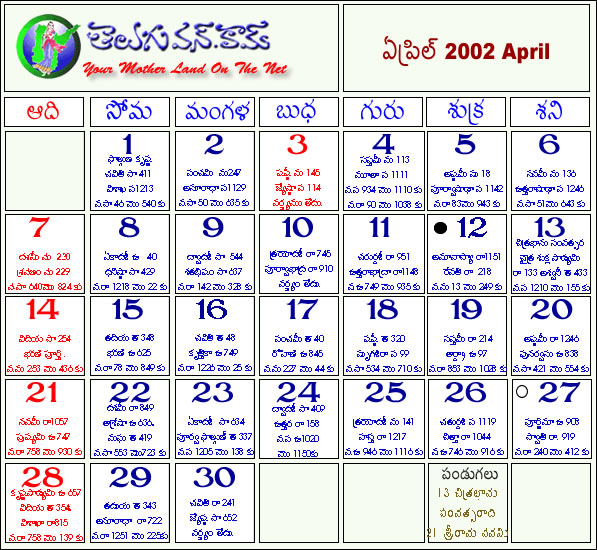 telugu calendar 2011 april. April