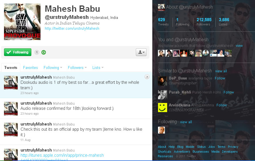 Mahesh Babu twitter, ram charan twitter, telugu hero twitter, telugu cinema, telugu twitter