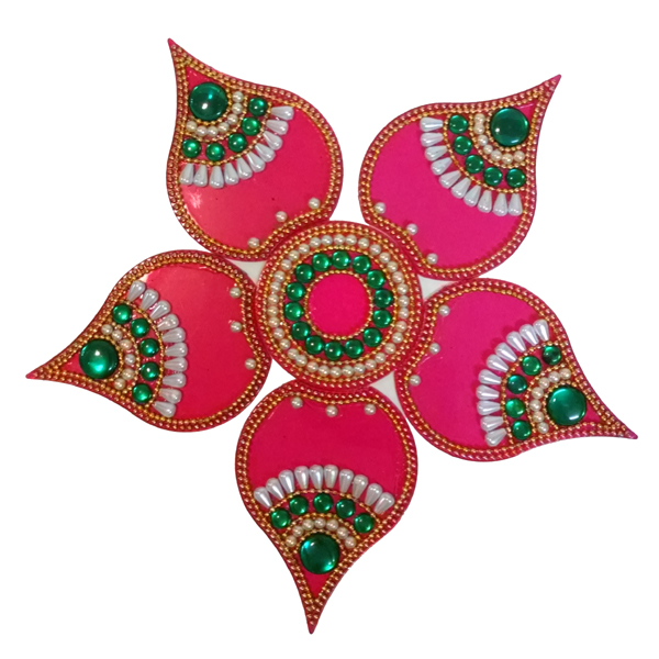 LatestPearlwithKundanStoneRangoliDesign ThisvibrantDarkpink