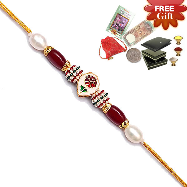 marron Crystal Pearl Rakhi