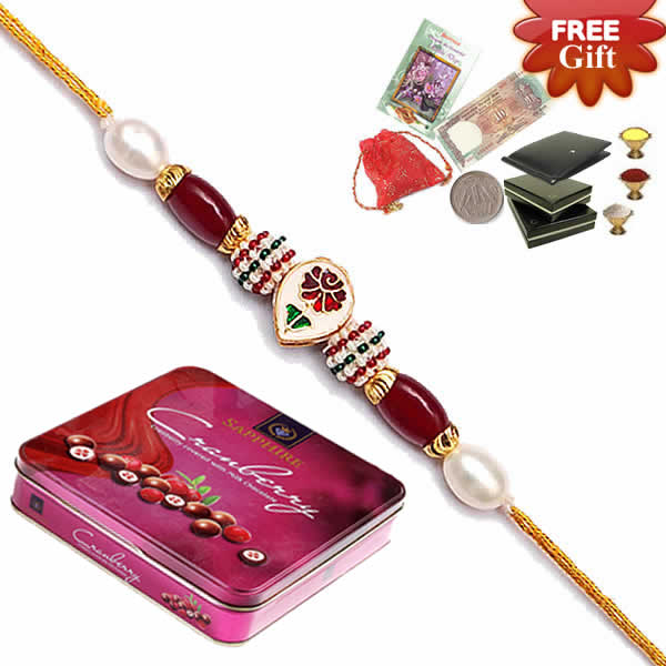 Charmy Cranberry Choco Hamper With Rakhi