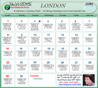 London Telugu Calendar 2008