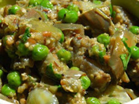 Brinjal  Peas Curry Recipe