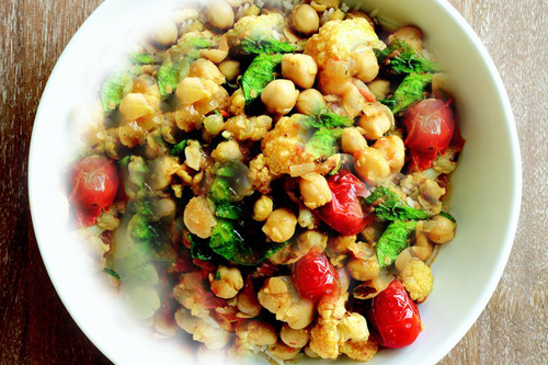 Cauliflower Tomato Palakura Curry