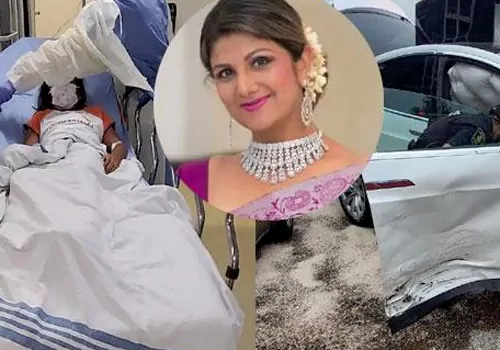 actress rambha met with  car accident