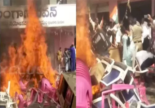 బీఆర్ఎస్ కార్యాలయానికి నిప్పు