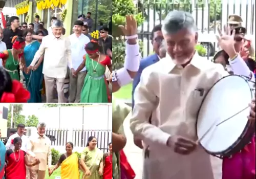 డప్పు కొట్టి గిరిజనులతో నృత్యం చేసిన సీఎం చంద్రబాబు..!
