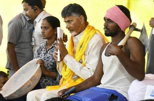 Chandrababu launches hunger strike against sand scarcity in AP