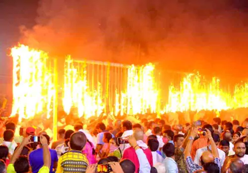 dazzling flame arch in Srisailam