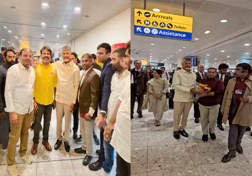 లండన్‌లో చంద్రబాబు దంపతులకు ఘన స్వాగతం 