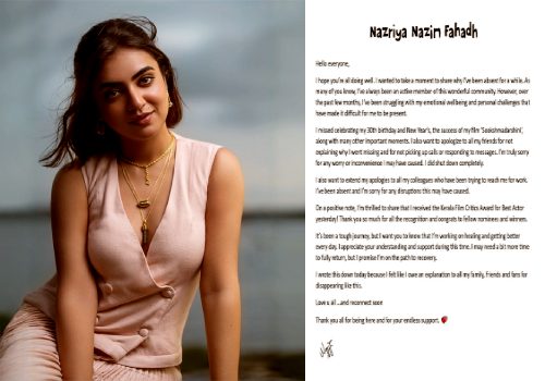 Nazriya Nazim drops a huge bomb about her health