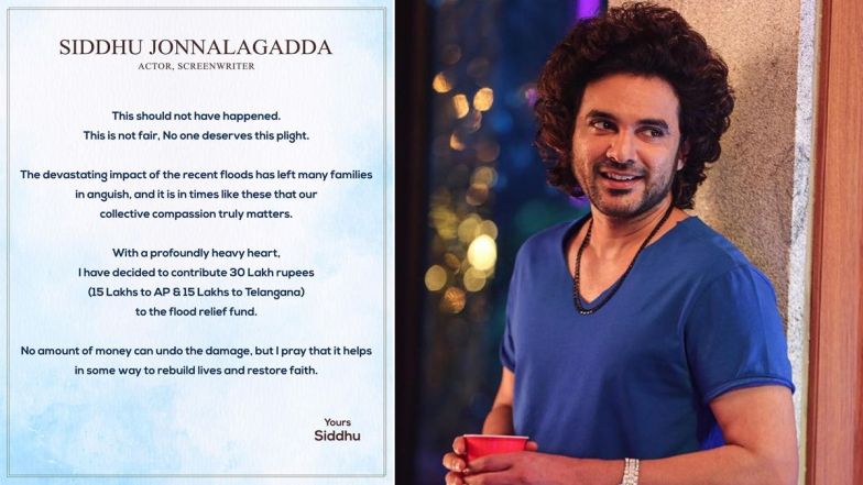 Siddhu Jonnalagadda 30 lakhs for Telugu states flood relief?