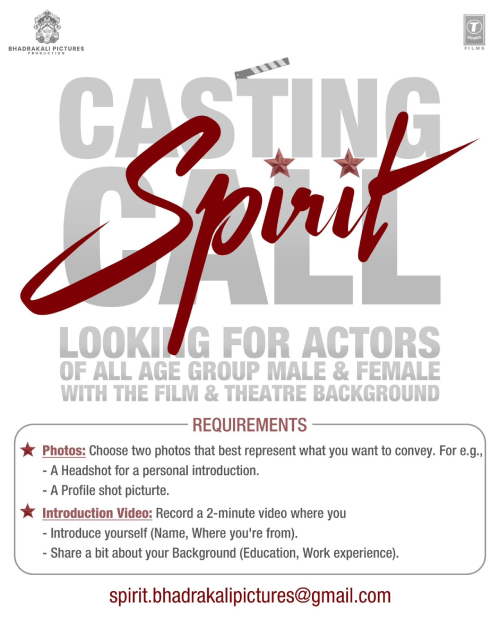 You can also join the cast of Prabhas Spirit
