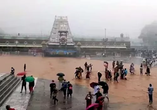 Heavy rain in Tirumala