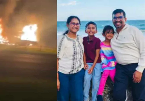 family burnt alive in accident