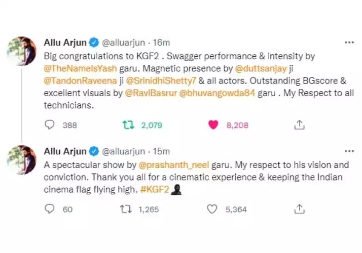 Pushpa Raj hails Rocky Bhai
