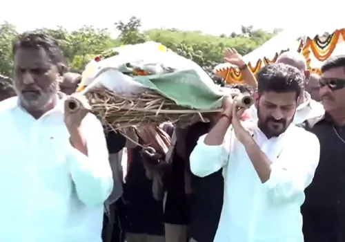 revanth reddy in andesri funeral