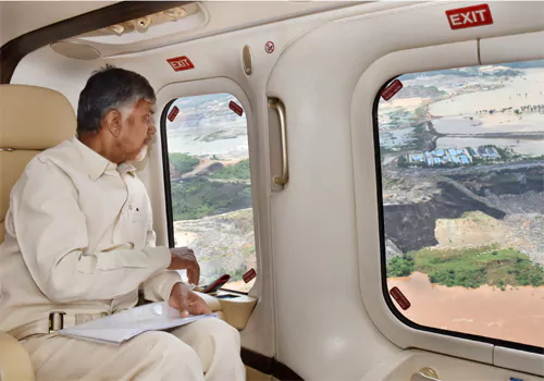 Chandrababu aerial survey in flooded areas