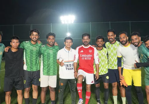 telangana cm revanthi reddy foot ball practice