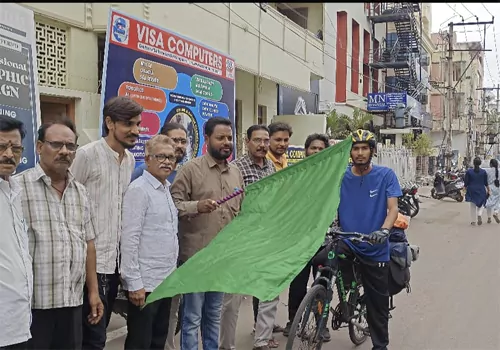 సైకిల్ యాత్రికుడి భారతదేశ యాత్ర గుంటూరు ప్రవేశం