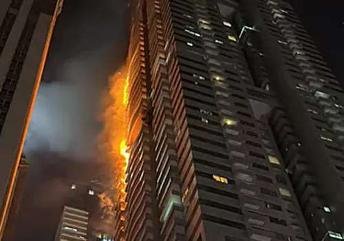 huge fire accident in dubai