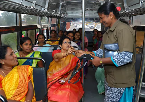 Free bus travel  nara bhuvaneshwari  in rtc bus utilising free travel