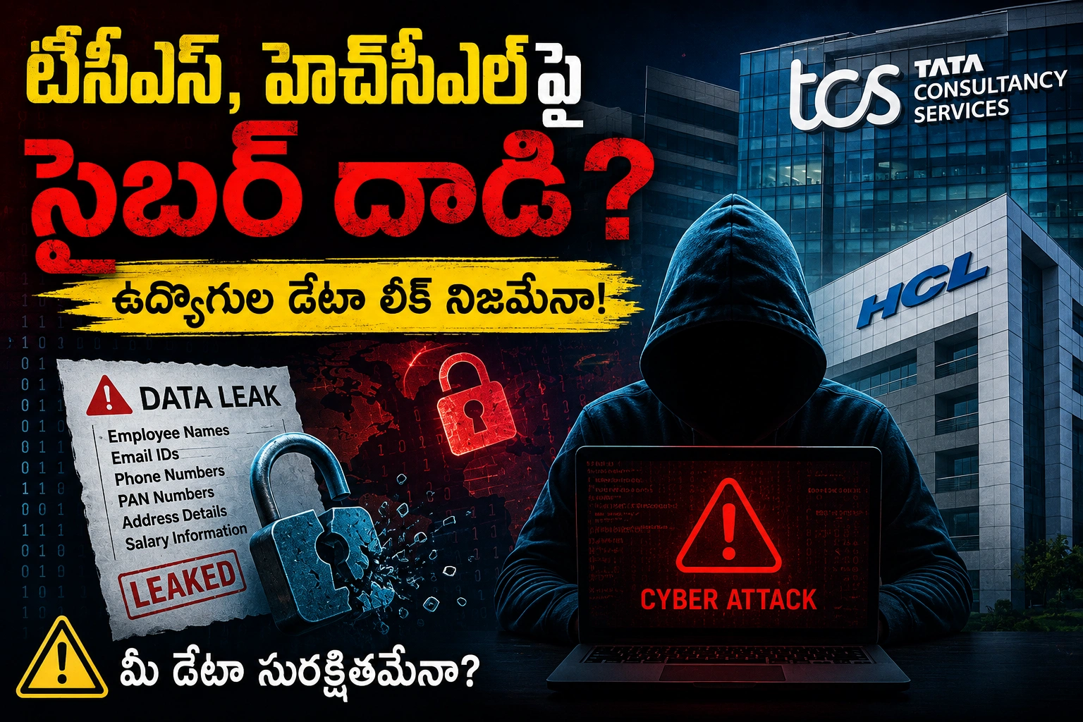 టీసీఎస్, హెచ్‌సీఎల్‌పై సైబర్ దాడి? ఉద్యోగుల డేటా లీక్ నిజమేనా!