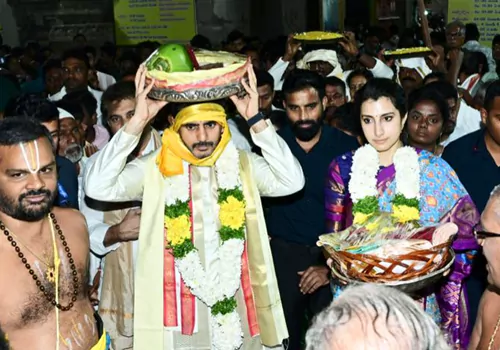 మంగళగిరి పానకాల స్వామి సేవలో లోకేష్ దంపతులు