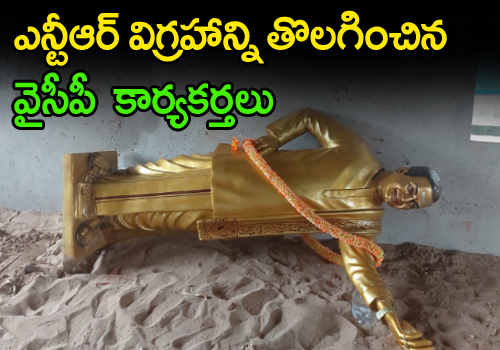 ntr statue removed by ycp cadre
