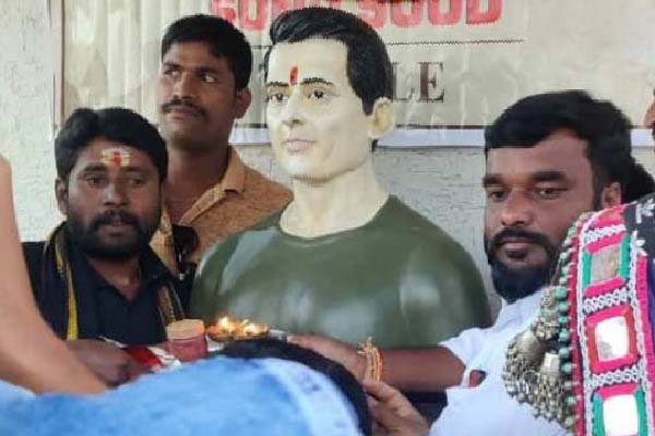 sonu sood temple in siddipeta dist