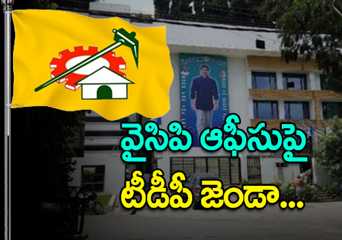 tension in guntupalli on tdp flag over ysrcp office