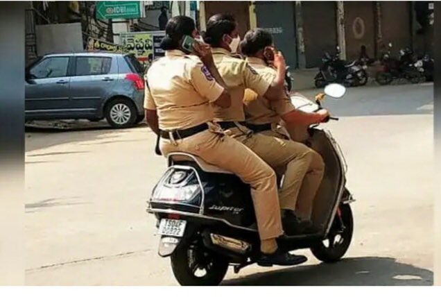 hyderabad police violate traffic rules