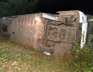 volvo bus accident seven people injured east godavari district 