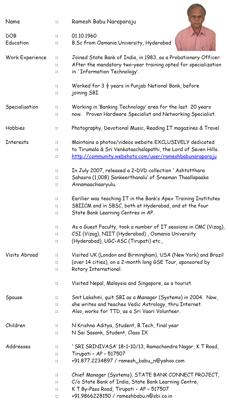Ramesh Babu Profile