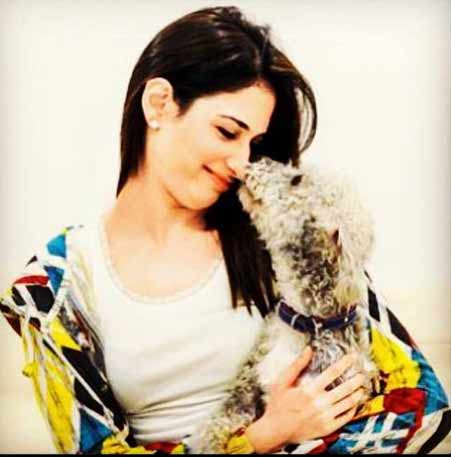 tamanna with pet pebbels